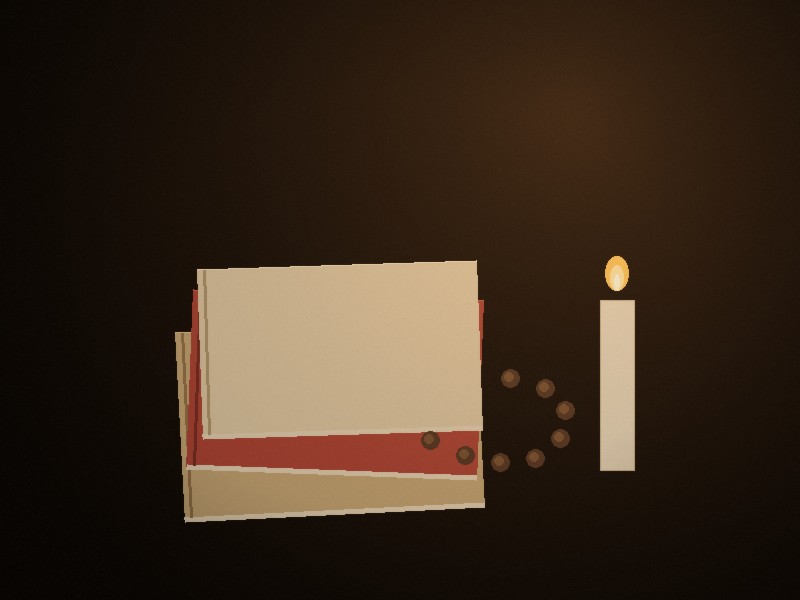An open book, prayer beads, and a lit candle