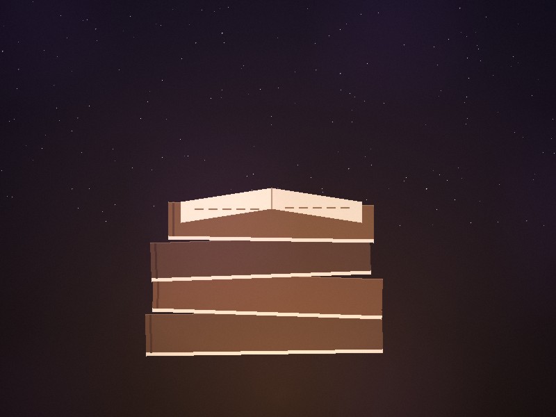 A stack of old books beneath a glowing starfield